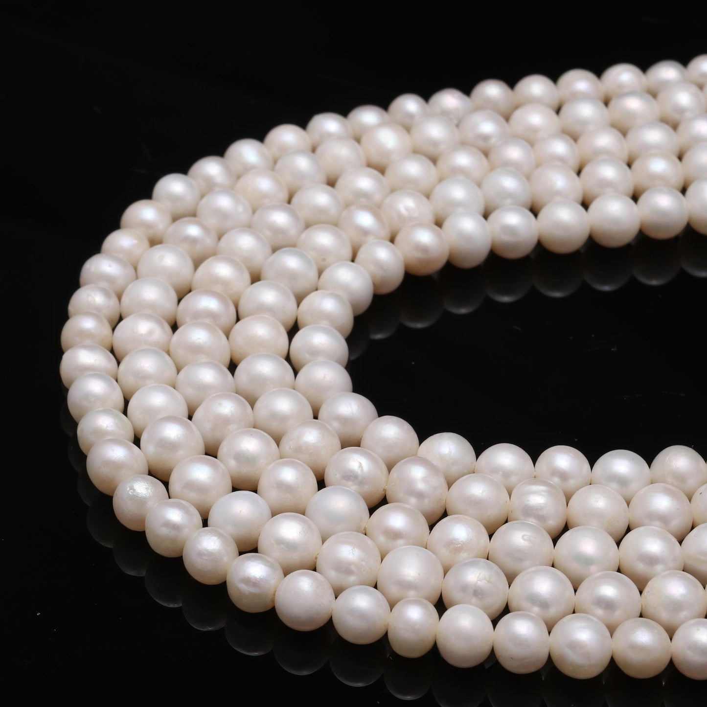 AAA Natural Freshwater Pearls Round Beads, 7MM Round Pearls Freshwater Beads, Smooth Round White Pearl for Jewelry Necklace for Her