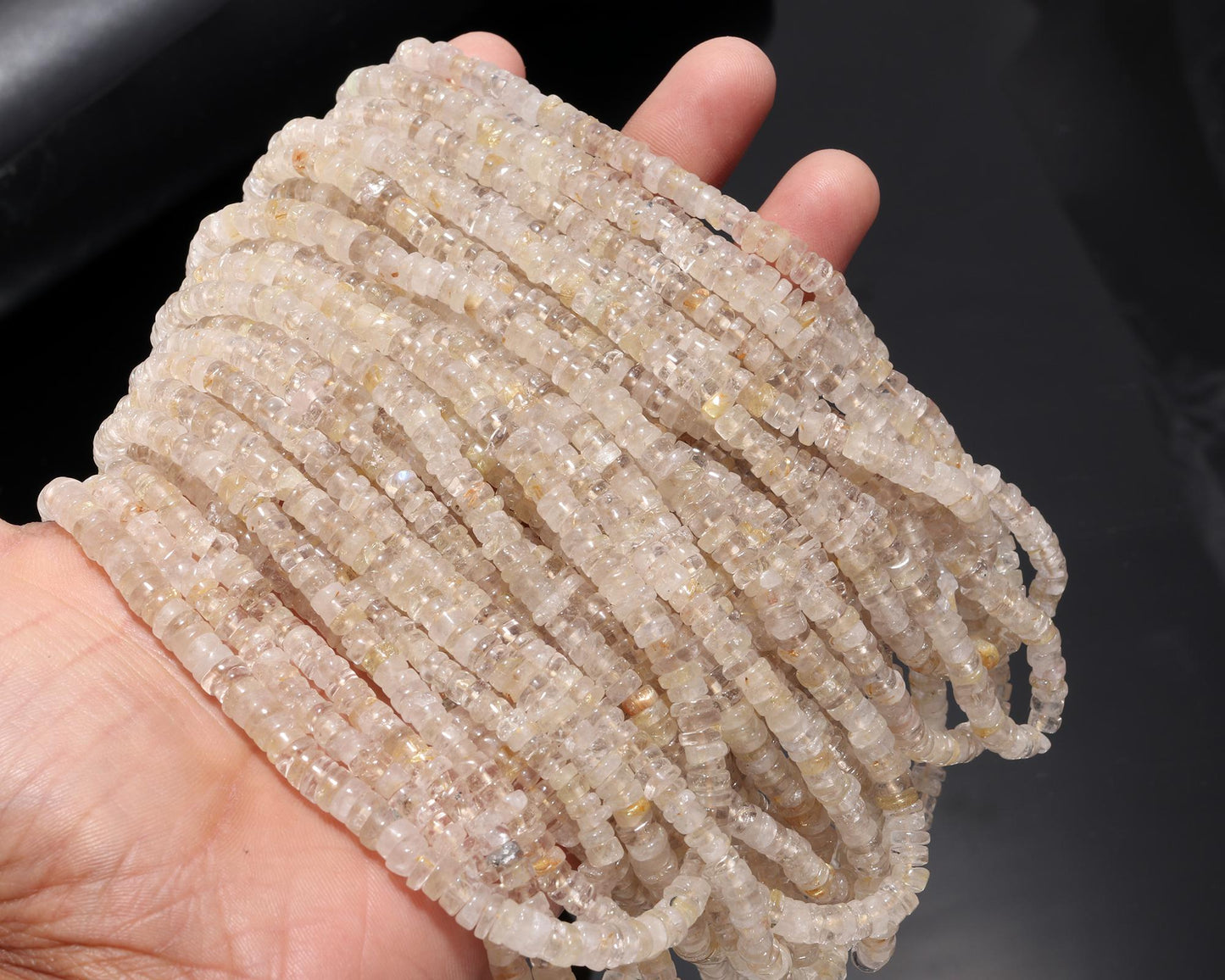 Golden Rutile Heishi Washer Beads 5 MM Natural Yellow Rutile Tyre Bead 16" Strand Golden Rutile for Jewelry Making Craft and Bijoux Supplies