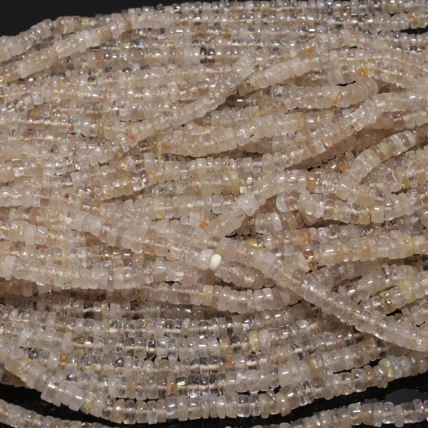 Golden Rutile Heishi Washer Beads 5 MM Natural Yellow Rutile Tyre Bead 16" Strand Golden Rutile for Jewelry Making Craft and Bijoux Supplies