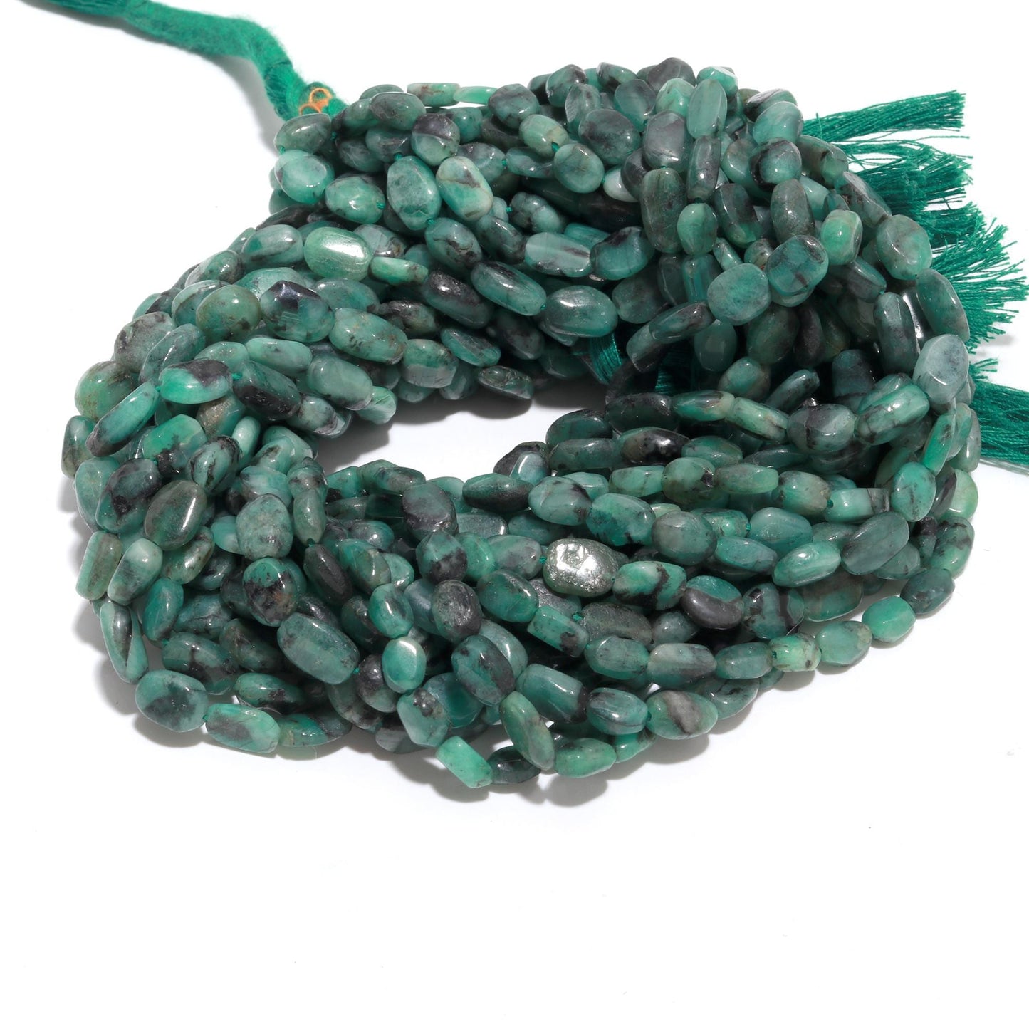 Emerald Smooth Oval Beads Necklace 7x9-8x10 MM Natural Emerald Sakota Beads 12.5 Inch Strand Brazilian Emerald Beads for Handmade Jewelry