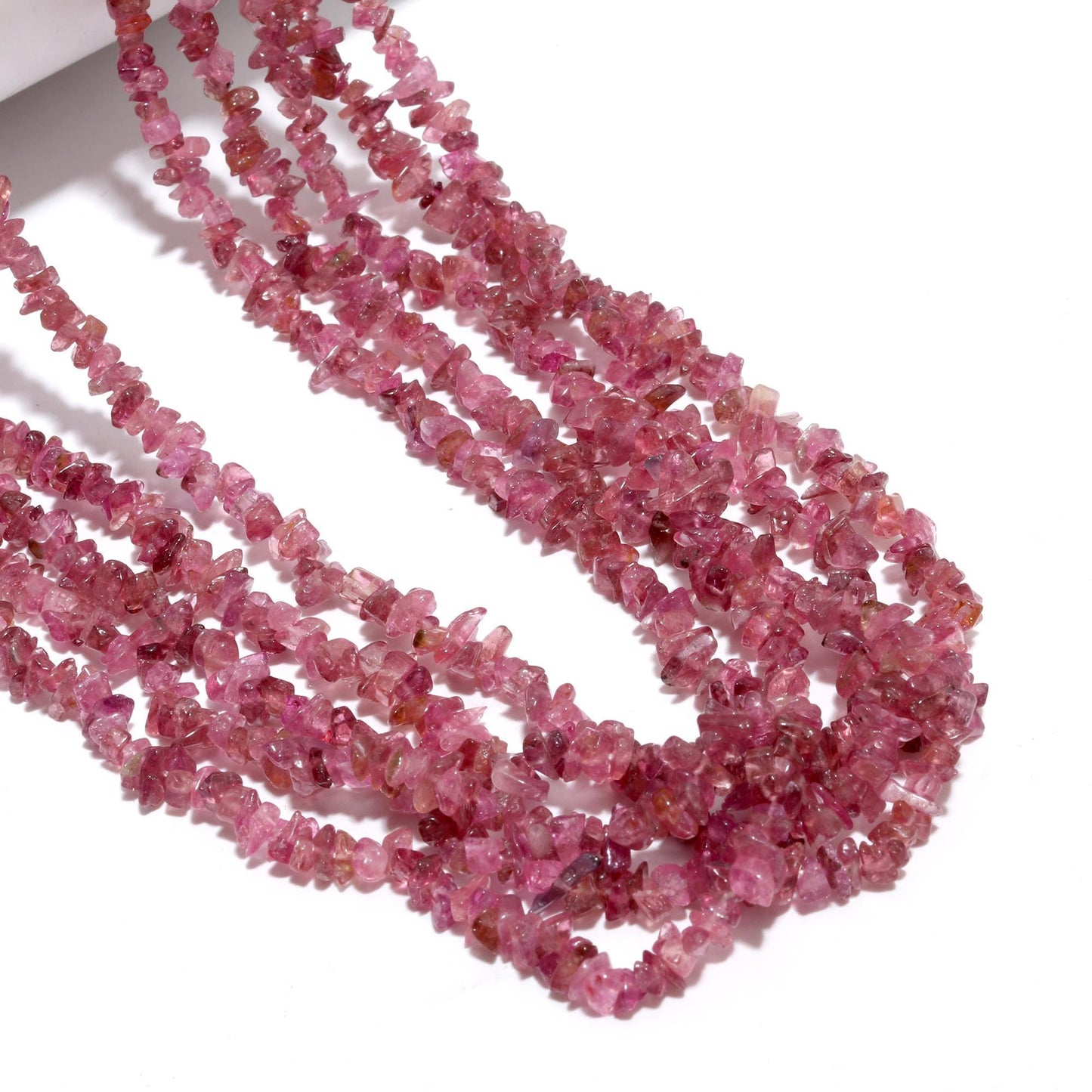 Pink Tourmaline Chip Beads 16" Natural Chip Strands Drilled Strung Raw Nuggets Smooth Beads 4-5 MM Semi Precious Polished Beads for Jewelry
