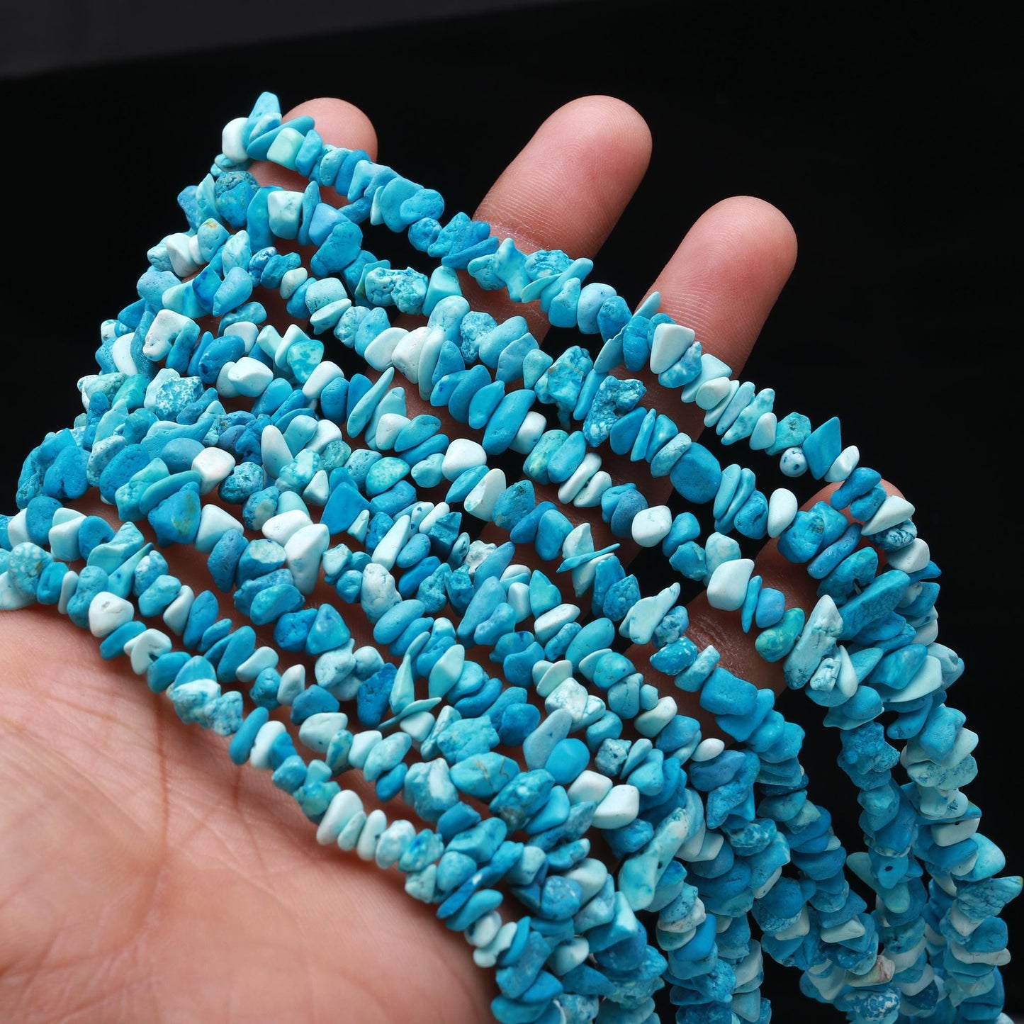 Turquoise Chip Beads 34" Natural Chip Strands Drilled Strung Raw Nuggets Smooth Bead 5-6 MM Turquoise Beads for Jewelry Making Craft