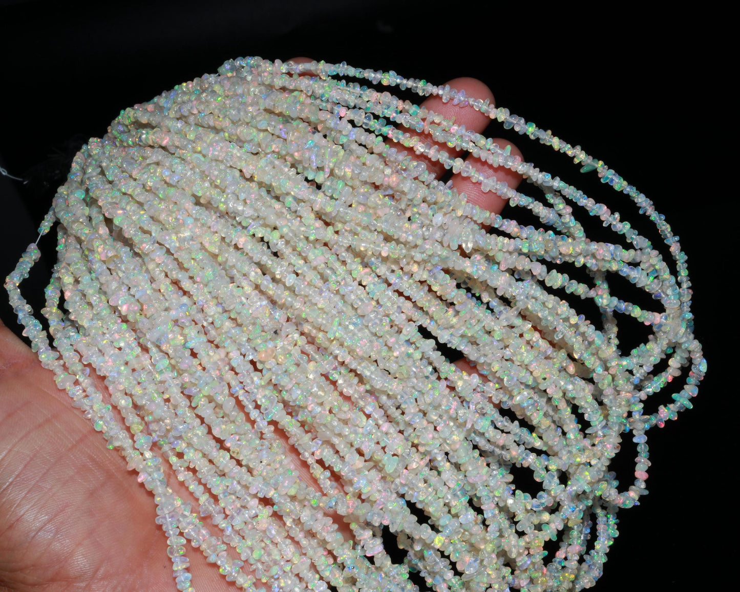 Ethiopian Opal Chip Beads 16" Natural Chip Strands Drilled Strung Raw Nuggets Smooth Bead 3-4 MM Semi Precious Polished for Jewelry Making