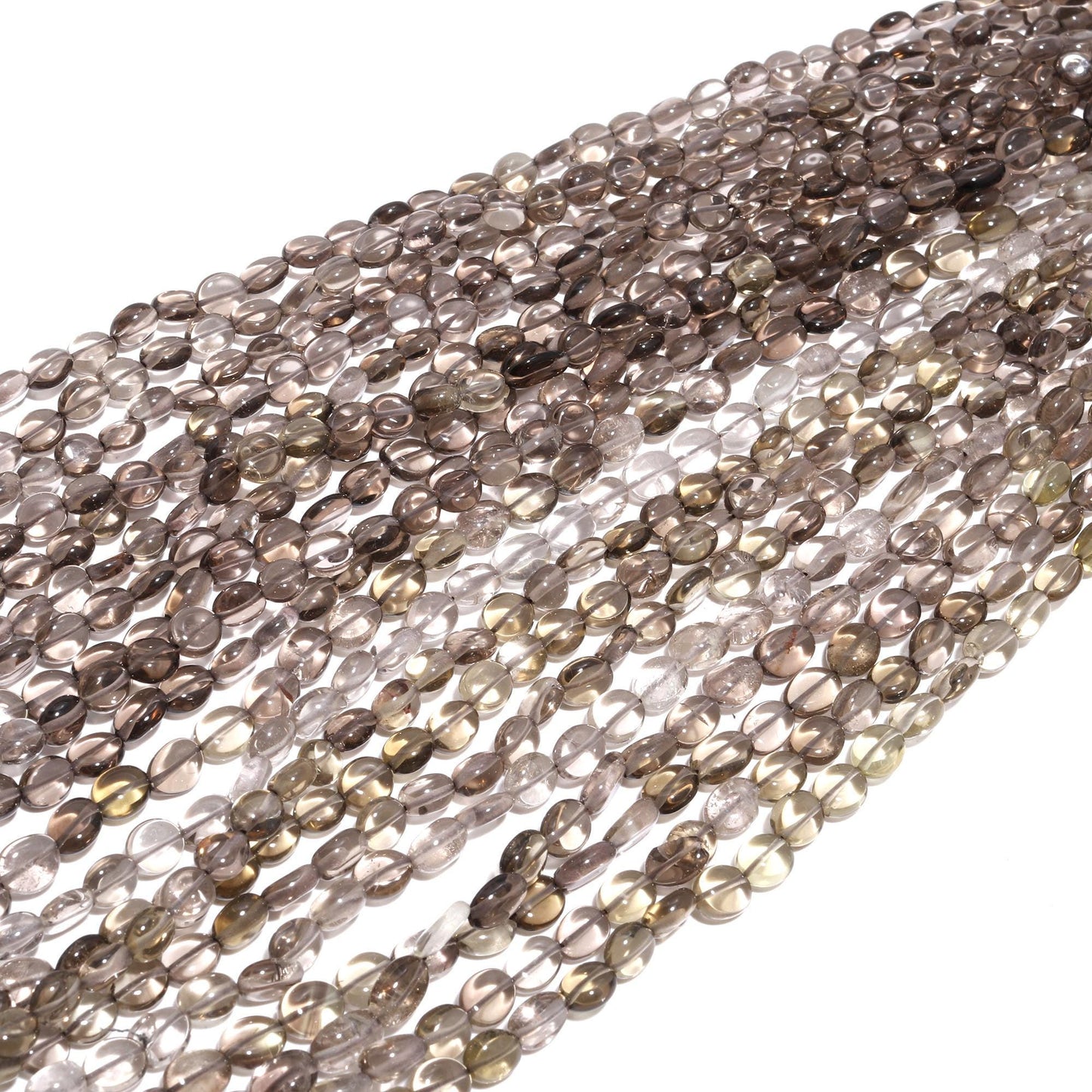 4 Strands Smokey Quartz Beads Natural Smokey Quartz Oval Shape 5x6 MM Smooth Gemstone Beads for Handmade Designer Jewelry Making Craft