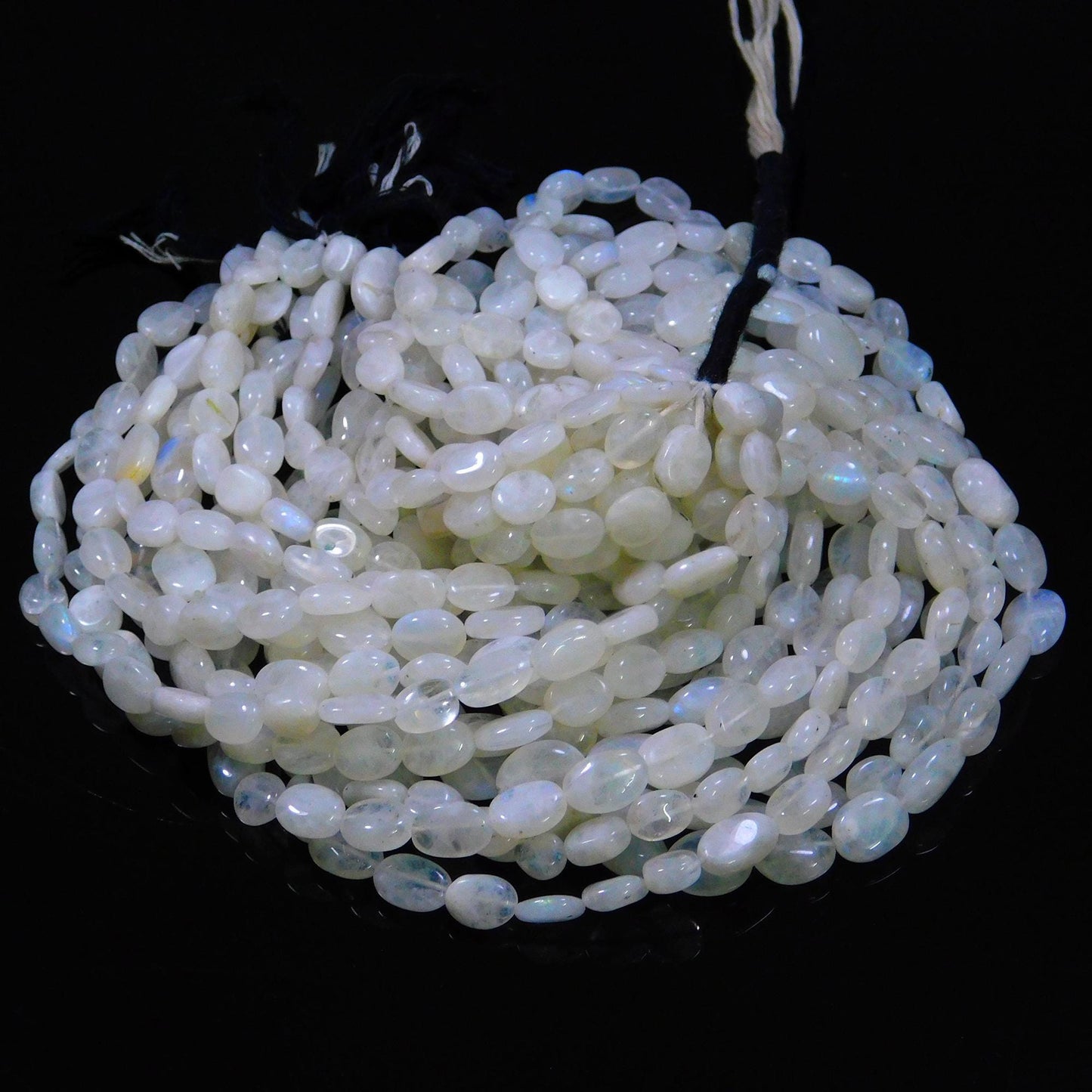 4 Strands Rainbow Moonstone Beads Natural Moonstone Oval Shape 7x9-8x10 MM Smooth Gemstone Beads for Handmade Designer Jewelry Making Craft