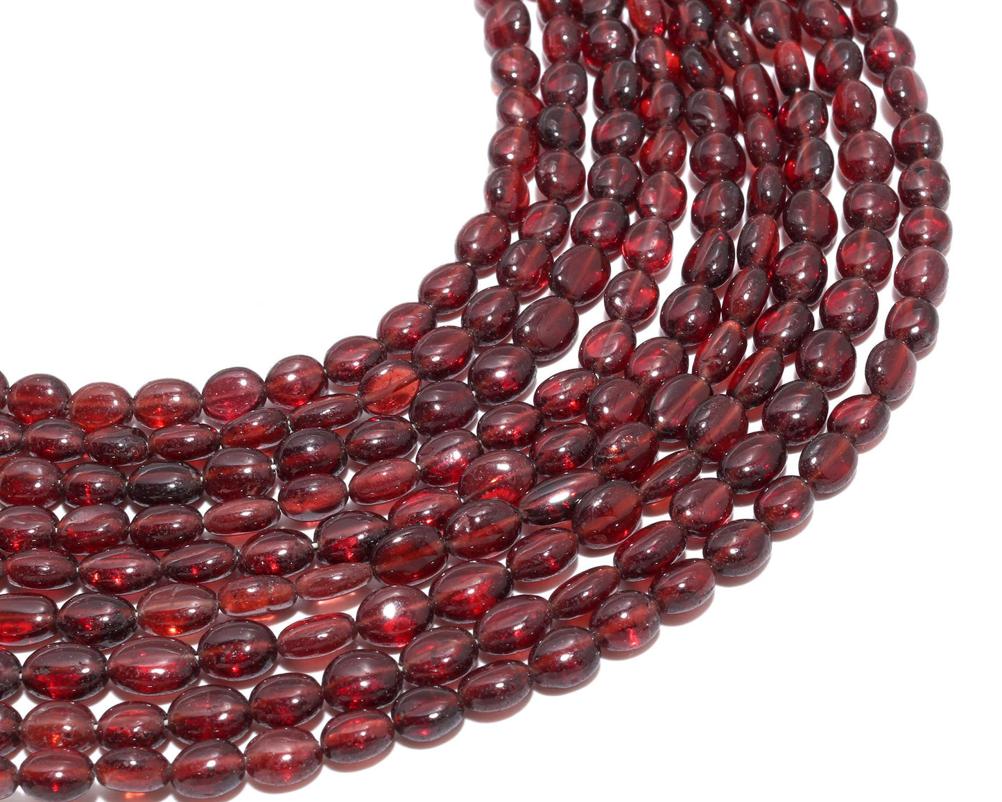 AAA Natural Mozambique Garnet Smooth Oval Beads, Natural Red Garnet Oval Bead, 6X8 - 7X9 MM Oval Garnet for Jewelry, Plain Oval Garnet Bead