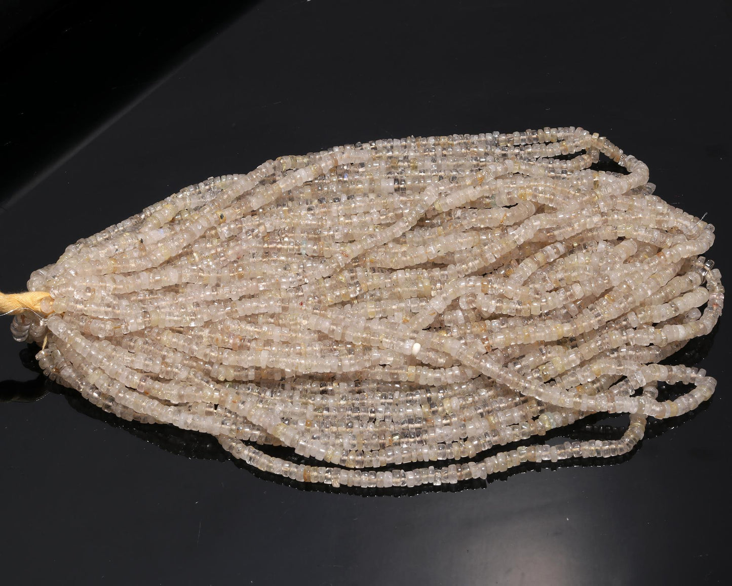 Golden Rutile Heishi Washer Beads 5 MM Natural Yellow Rutile Tyre Bead 16" Strand Golden Rutile for Jewelry Making Craft and Bijoux Supplies