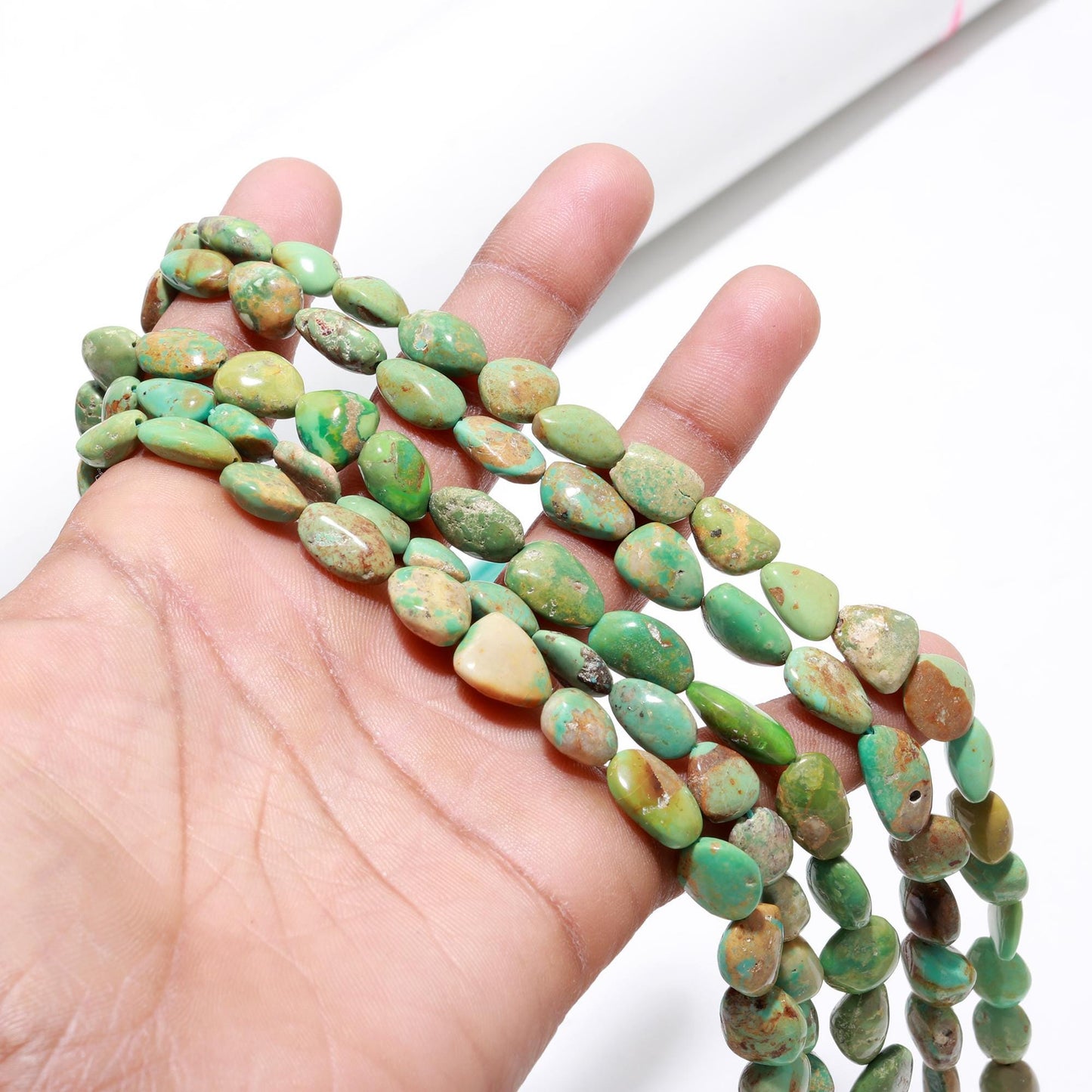 Natural Turquoise Gemstone Beads Turquoise Smooth Oval Tumble Nuggets Beads 7x9 MM - 10x14 MM Turquoise for Handmade Jewelry Making Craft