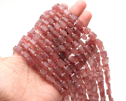 Pink Strawberry Nugget Tumble Bead 6x9 MM Natural Pink Strawberry Tumble 14" Strand Pink Strawberry Gemstone Nugget Tumble Bead for Jewelry