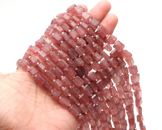 Pink Strawberry Nugget Tumble Bead 6x9 MM Natural Pink Strawberry Tumble 14" Strand Pink Strawberry Gemstone Nugget Tumble Bead for Jewelry