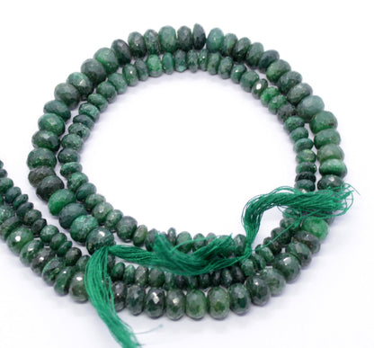 Emerald Faceted Rondelle Beads Natural Emerald Rondelle Beads Faceted Emerald Beads for Handmade Jewelry Necklace & Bracelet Making Craft