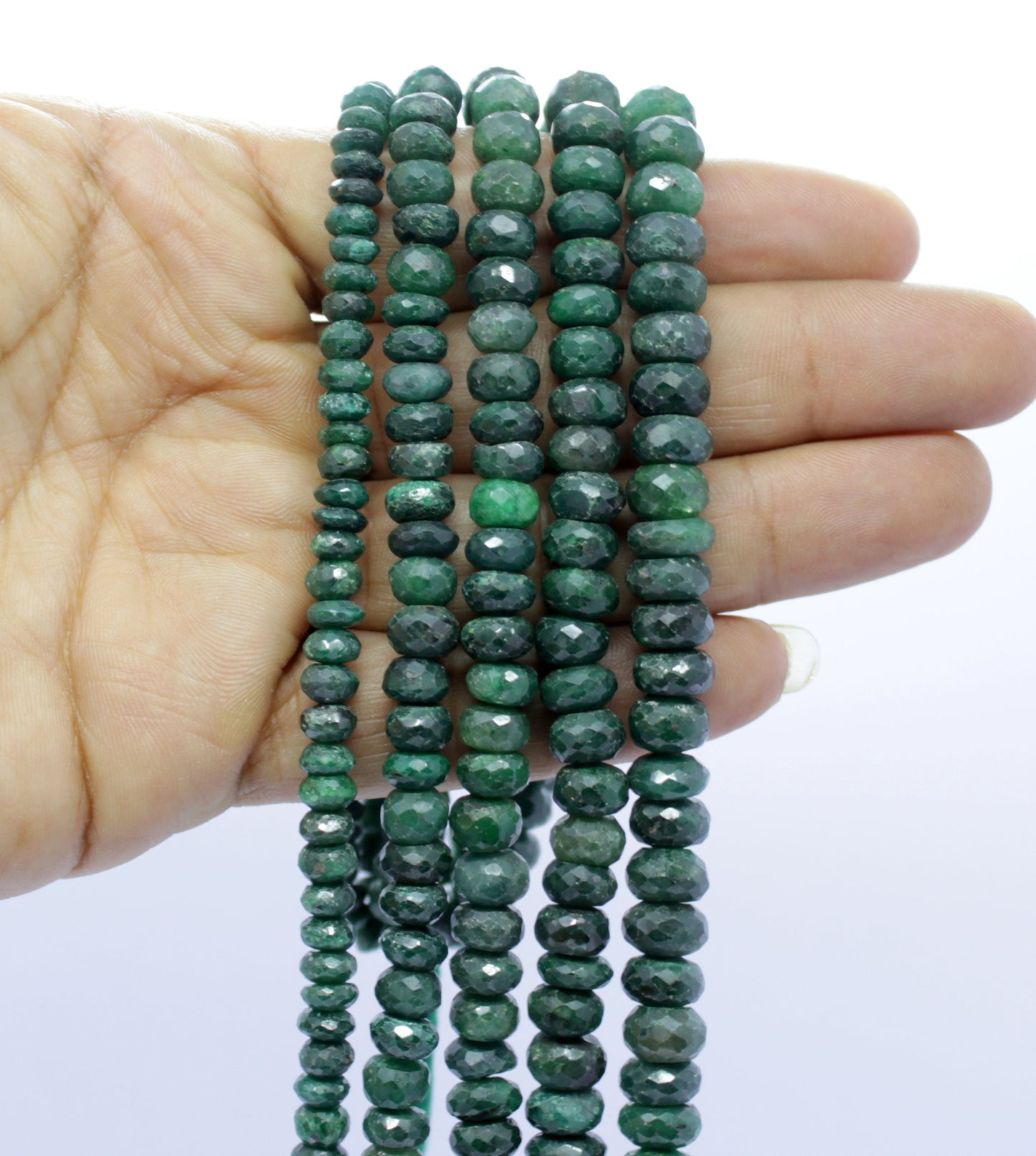 Emerald Faceted Rondelle Beads Natural Emerald Rondelle Beads Faceted Emerald Beads for Handmade Jewelry Necklace & Bracelet Making Craft