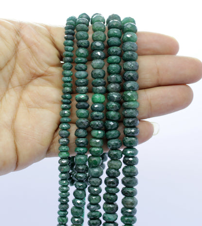 Emerald Faceted Rondelle Beads Natural Emerald Rondelle Beads Faceted Emerald Beads for Handmade Jewelry Necklace & Bracelet Making Craft