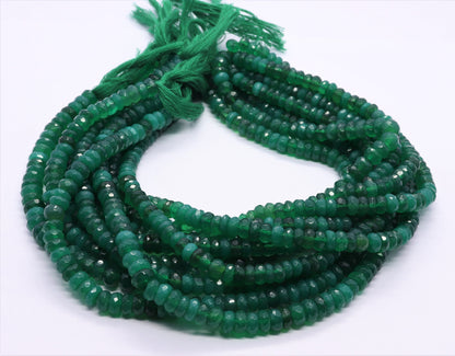 Green Onyx Shaded Faceted Rondelle 6-7 MM Shaded Green Onyx Natural Faceted Rondelle Green Onyx Rondelle Beads for Jewelry Making Craft