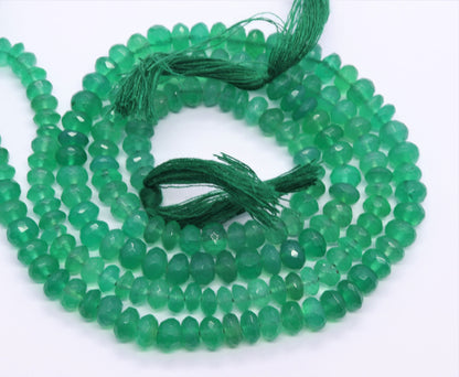 Green Onyx Faceted Rondelle Beads Natural Green Onyx Bead Onyx Rondelle Beads Green Onyx Rondelle Faceted Beads for Jewelry Making Craft