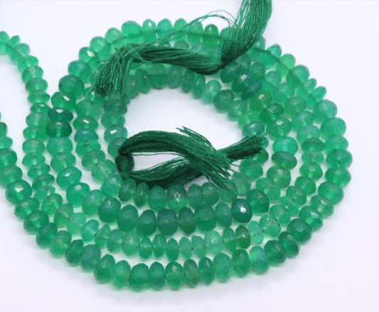 Green Onyx Faceted Rondelle Beads Natural Green Onyx Bead Onyx Rondelle Beads Green Onyx Rondelle Faceted Beads for Jewelry Making Craft