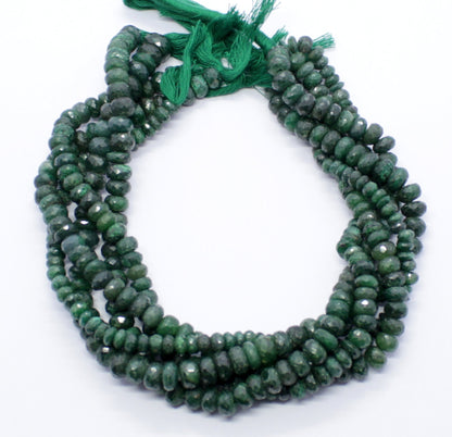 Emerald Faceted Rondelle Beads Natural Emerald Rondelle Beads Faceted Emerald Beads for Handmade Jewelry Necklace & Bracelet Making Craft