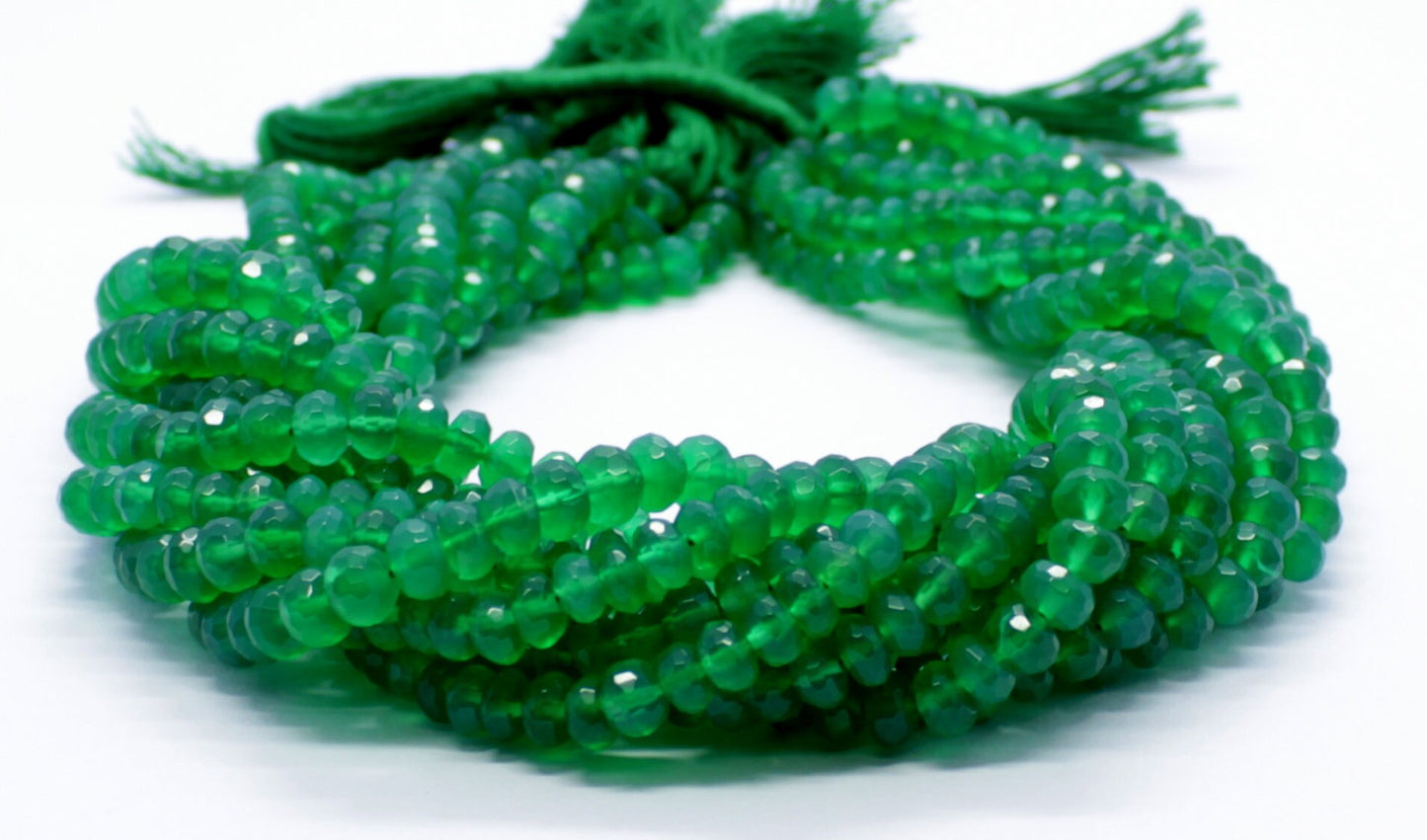 Green Onyx Faceted Rondelle Beads Natural Green Onyx Rondelle Beads Faceted Green Onyx Beads for Designer Jewelry Necklace Making Craft