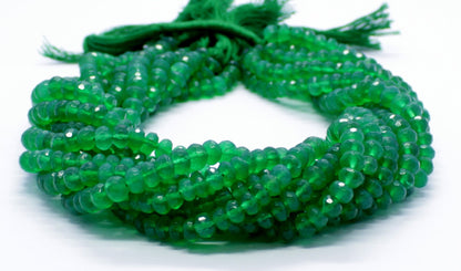 Green Onyx Faceted Rondelle Beads Natural Green Onyx Rondelle Beads Faceted Green Onyx Beads for Designer Jewelry Necklace Making Craft