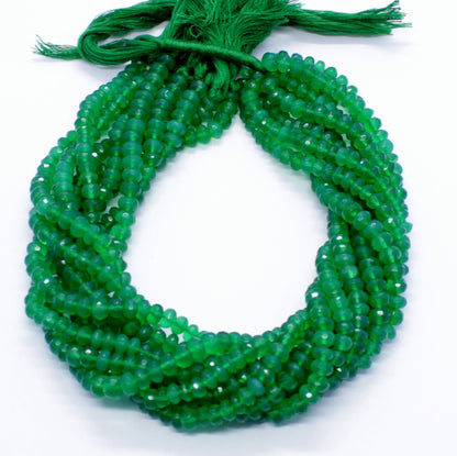 Green Onyx Faceted Rondelle Beads Natural Green Onyx Rondelle Beads Faceted Green Onyx Beads for Designer Jewelry Necklace Making Craft