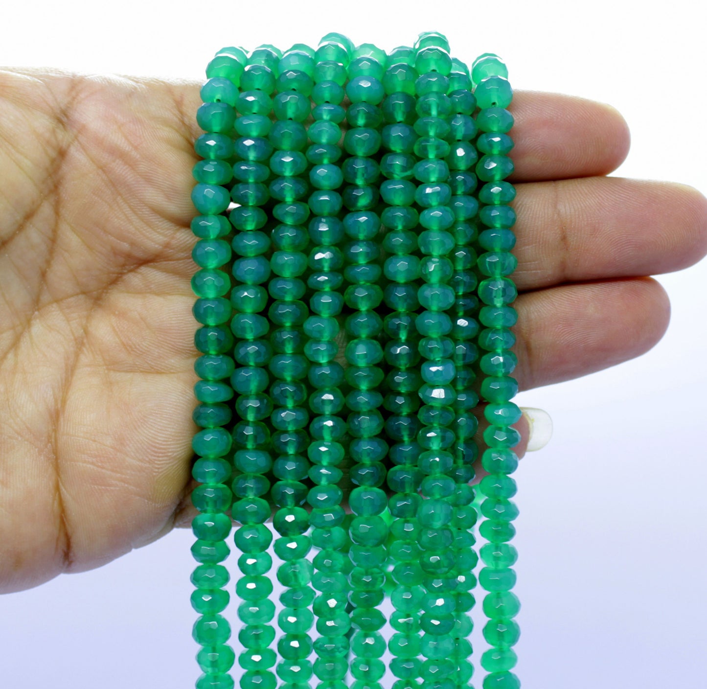Green Onyx Faceted Rondelle Beads Natural Green Onyx Rondelle Beads Faceted Green Onyx Beads for Designer Jewelry Necklace Making Craft