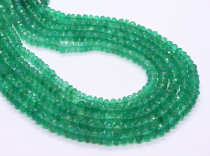 Green Onyx Faceted Rondelle Beads Natural Green Onyx Bead Onyx Rondelle Beads Green Onyx Rondelle Faceted Beads for Jewelry Making Craft