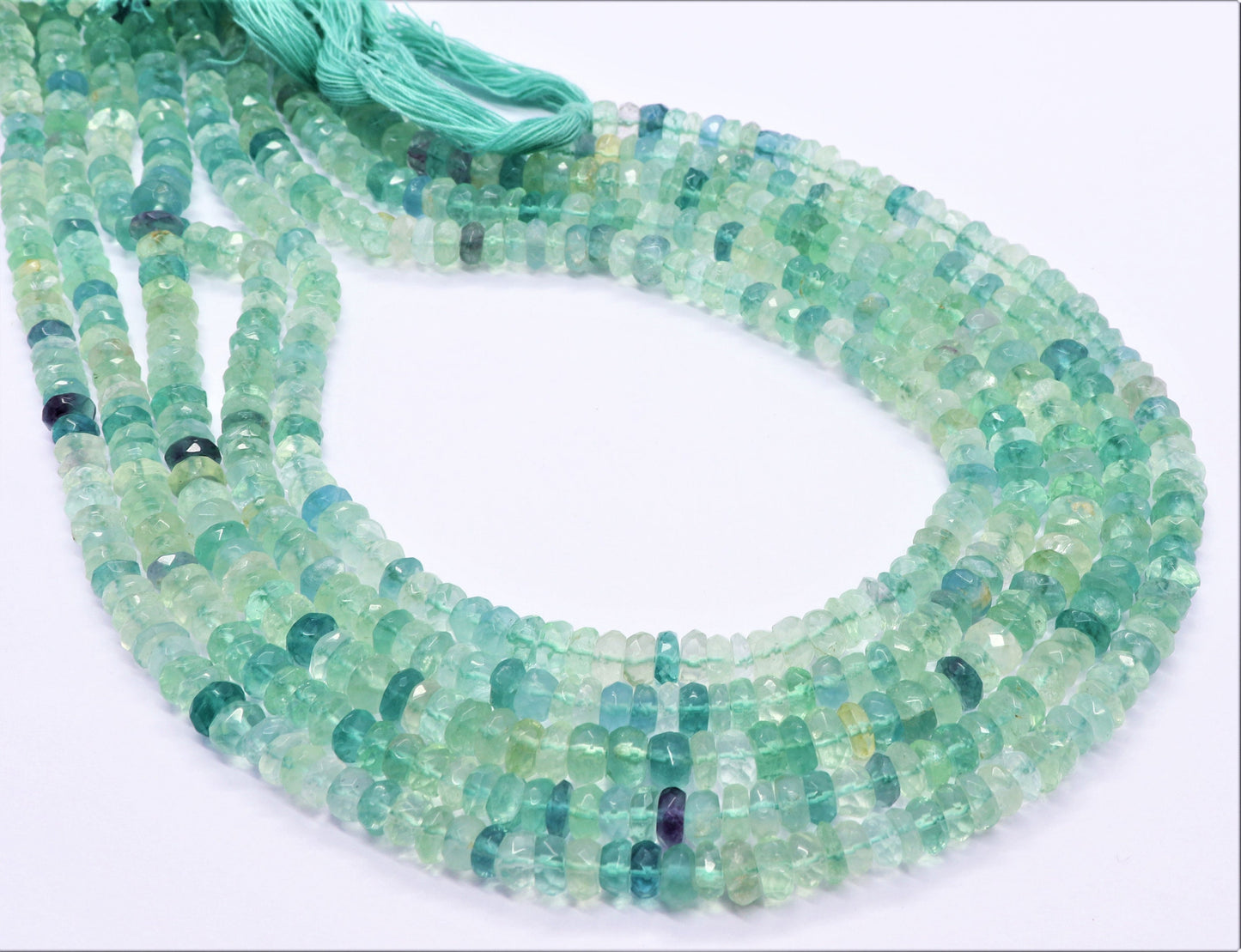 Green Fluorite Faceted Rondelle Beads Shaded Green Fluorite Beads Natural Fluorite Rondelle Faceted Beads for Handmade Jewelry Making Craft