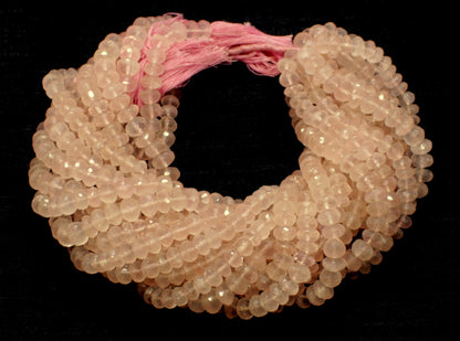 Rose Quartz Faceted Rondelle Beads Natural Rose Quartz Rondelle Beads Faceted Rose Quartz Beads for Jewelry Making Craft Necklace & Bracelet