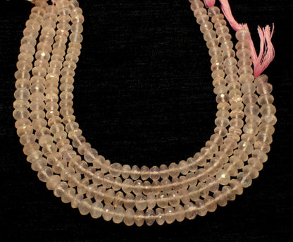 Rose Quartz Faceted Rondelle Beads Natural Rose Quartz Rondelle Beads Faceted Rose Quartz Beads for Jewelry Making Craft Necklace & Bracelet