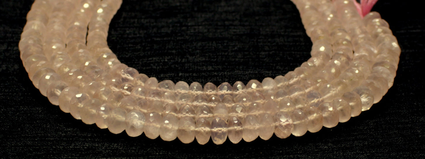 Rose Quartz Faceted Rondelle Beads Natural Rose Quartz Rondelle Beads Faceted Rose Quartz Beads for Jewelry Making Craft Necklace & Bracelet