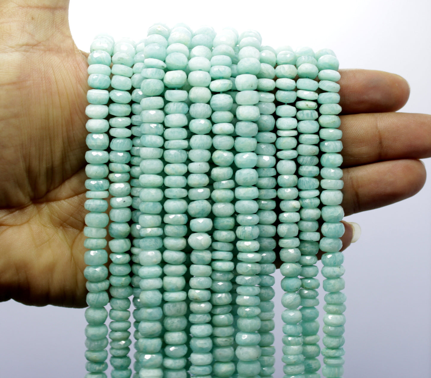 Amazonite Faceted Rondelle Beads Natural Amazonite Rondelle Faceted 7-8 MM Amazonite Beads for Designer Jewelry Necklace Bracelet Earrings