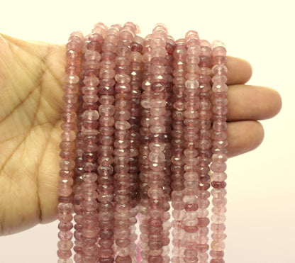 Strawberry Faceted Rondelle Beads Natural Strawberry Rondelle Beads Faceted Strawberry Beads for Handmade Jewelry Necklace Making Craft