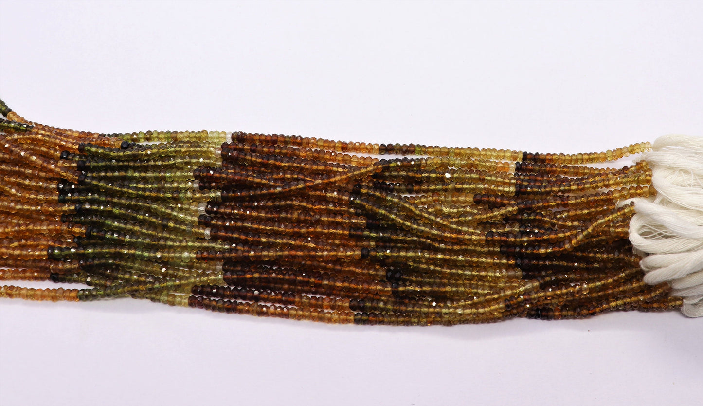 AAA Petro Tourmaline Faceted Rondelle Beads, Natural 3MM Petro Tourmaline Rondelle Bead, 13” Tourmaline Gemstone Beads