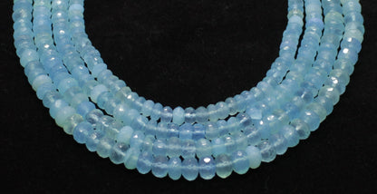 Aqua Chalcedony Faceted Rondelle Beads Natural Aqua Chalcedony Rondelle Beads Faceted Aqua Chalcedony Beads for Jewelry Making Craft