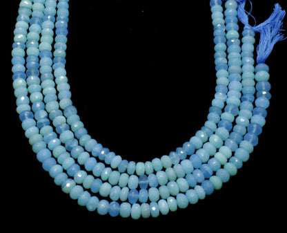Aqua Chalcedony Faceted Rondelle Beads Natural Aqua Chalcedony Rondelle Beads Faceted Aqua Chalcedony Beads for Jewelry Making Necklace