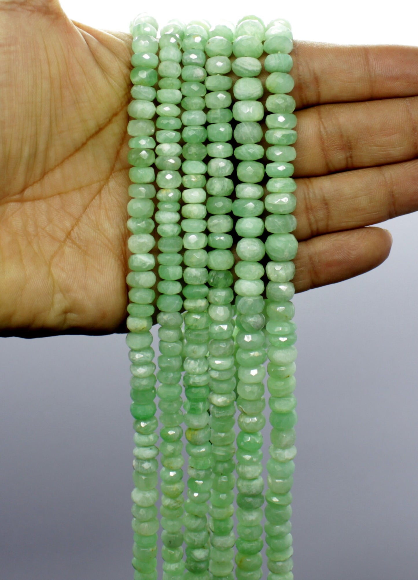Green Moonstone Faceted Rondelle Beads Natural Green Moonstone Rondelle Beads Faceted Green Moonstone Bead for Designer Jewelry Making Craft