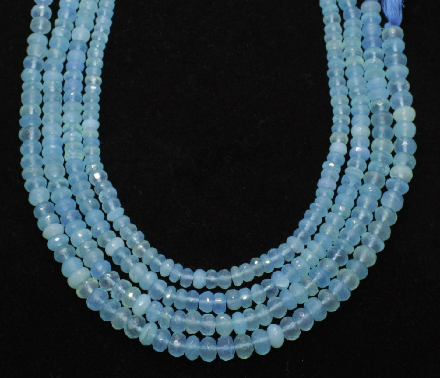 Aqua Chalcedony Faceted Rondelle Beads Natural Aqua Chalcedony Rondelle Beads Faceted Aqua Chalcedony Beads for Jewelry Making Craft