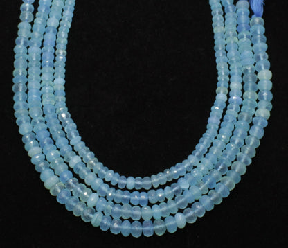 Aqua Chalcedony Faceted Rondelle Beads Natural Aqua Chalcedony Rondelle Beads Faceted Aqua Chalcedony Beads for Jewelry Making Craft
