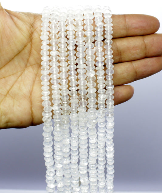 Crystal Faceted Rondelle Beads Natural Crystal Rondelle Beads Faceted Crystal Beads for Handmade Designer Jewelry Necklace & Bracelet Making