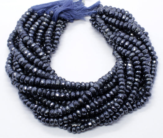 Black Spinal Faceted Rondelle Beads Coated Black Spinal Rondelle Beads Faceted Coated Natural Black Spinal Beads for Jewelry Making Craft