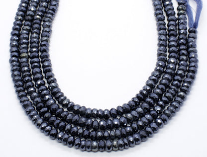 Black Spinal Faceted Rondelle Beads Coated Black Spinal Rondelle Beads Faceted Coated Natural Black Spinal Beads for Jewelry Making Craft