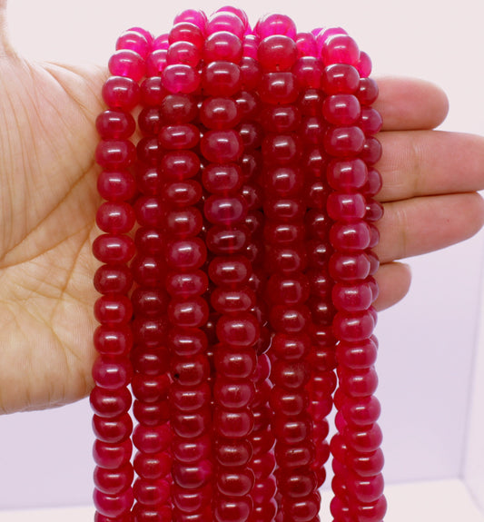 Excellent Quality Ruby Smooth Rondelle Beads Best Quality Ruby Quartz Beads 16 Inch Ruby Smooth Beads Pink Ruby Beads at Wholesale Prices