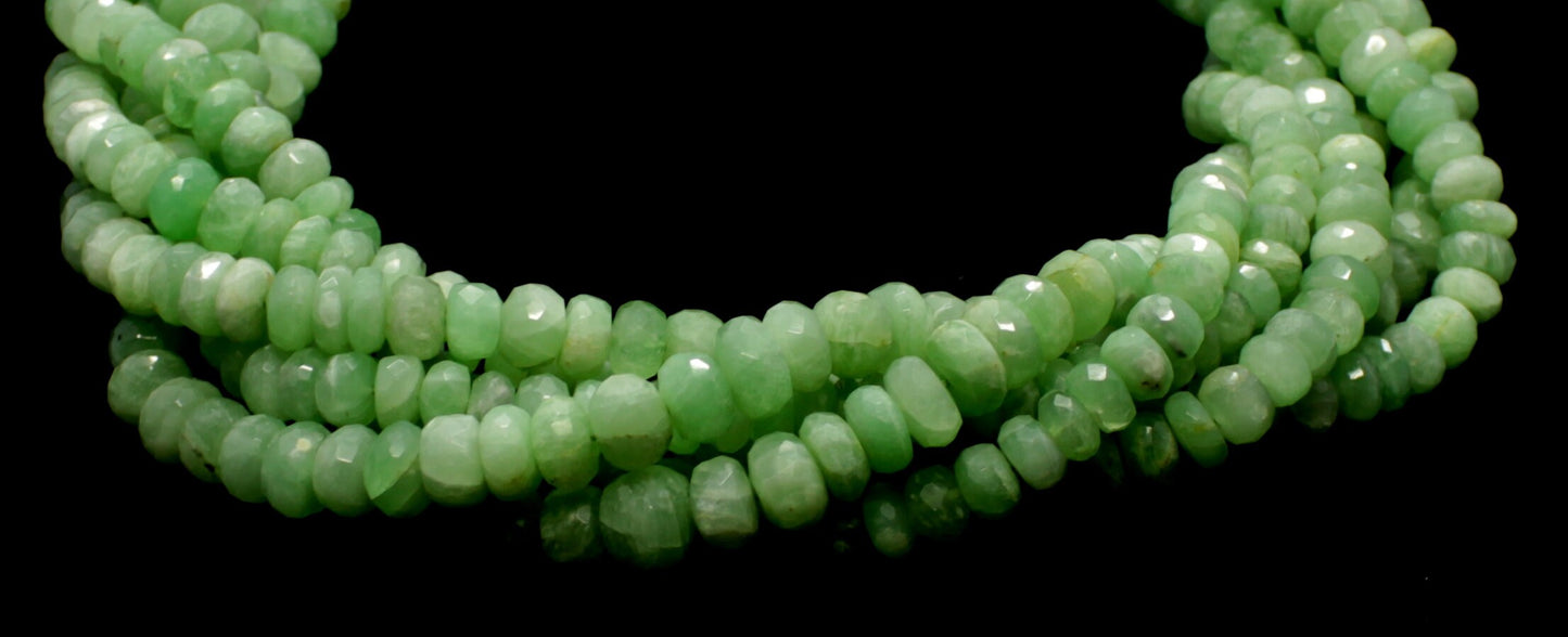 Green Moonstone Faceted Rondelle Beads Natural Green Moonstone Rondelle Beads Faceted Green Moonstone Bead for Designer Jewelry Making Craft