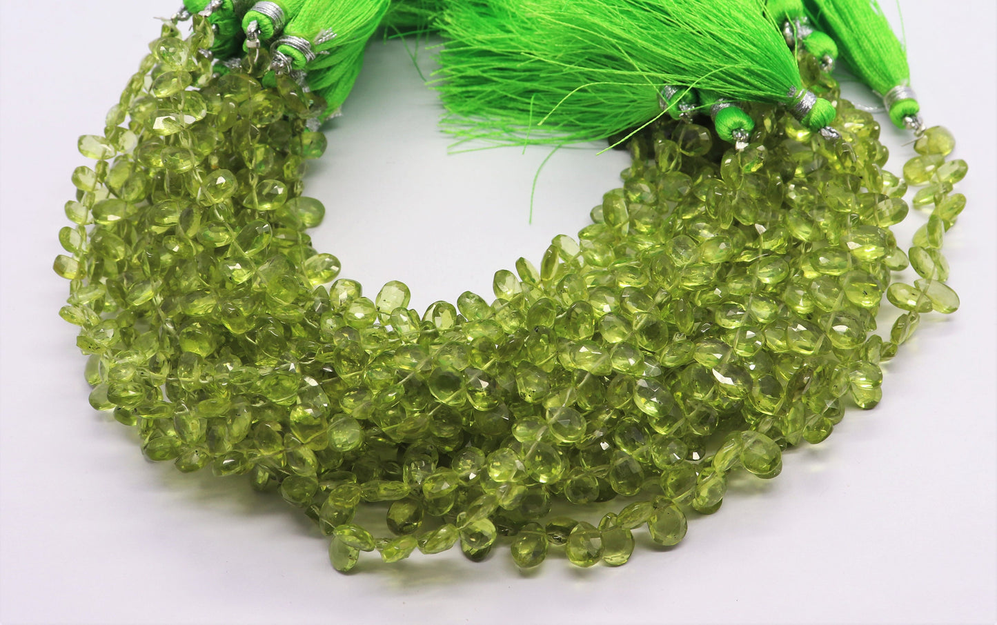 Peridot Pear Shape Beads Natural Peridot 5x7 MM Faceted Pear Briolettes Beads for Designer Jewelry Necklace Bracelet Pendant Making Craft