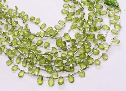 Peridot Pear Beads Natural Deep Green Peridot Briolettes 5x8 MM Faceted Gemstone Beads Peridot for Designer Jewelry Necklace Pendant Making