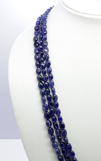 Blue Sapphire Smooth Oval Beads Necklace 5X6 MM - 8x10 MM Bead Excellent Blue Sapphire 19 Inch Strand Blue Sapphire for Jewelry Making Craft
