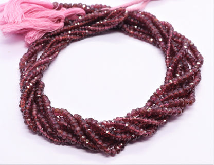 Hyderabad Garnet Faceted Rondelle Beads 3-5 MM Faceted Natural Garnet Rondelle Beads for Handmade Jewelry Making Craft & Bijoux Supplies