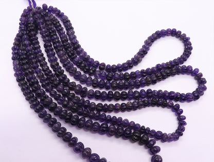 Amethyst Pumpkin Hand Carved Beads AAA+ Natural Amethyst Watermelon Curved Beads Deep Blue Amethyst Rondelle Hand Curved Beads for Jewelry