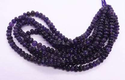 Amethyst Pumpkin Hand Carved Beads AAA+ Natural Amethyst Watermelon Curved Beads Deep Blue Amethyst Rondelle Hand Curved Beads for Jewelry