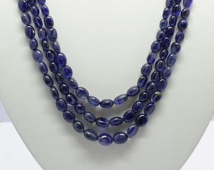 Blue Sapphire Smooth Oval Beads Necklace 5X6 MM - 8x10 MM Bead Excellent Blue Sapphire 19 Inch Strand Blue Sapphire for Jewelry Making Craft